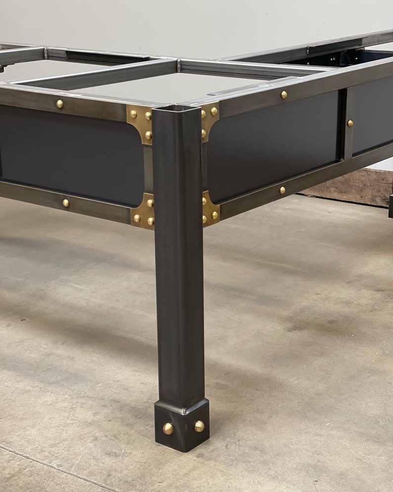 Desk The Regency L Shape Desk with Brass Gussets & Rivets Custom Made Furniture image 7