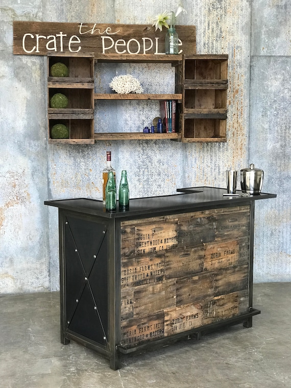 Industrial Liquor Bar 100 Yr Old Barn Wood Custom Made Etsy