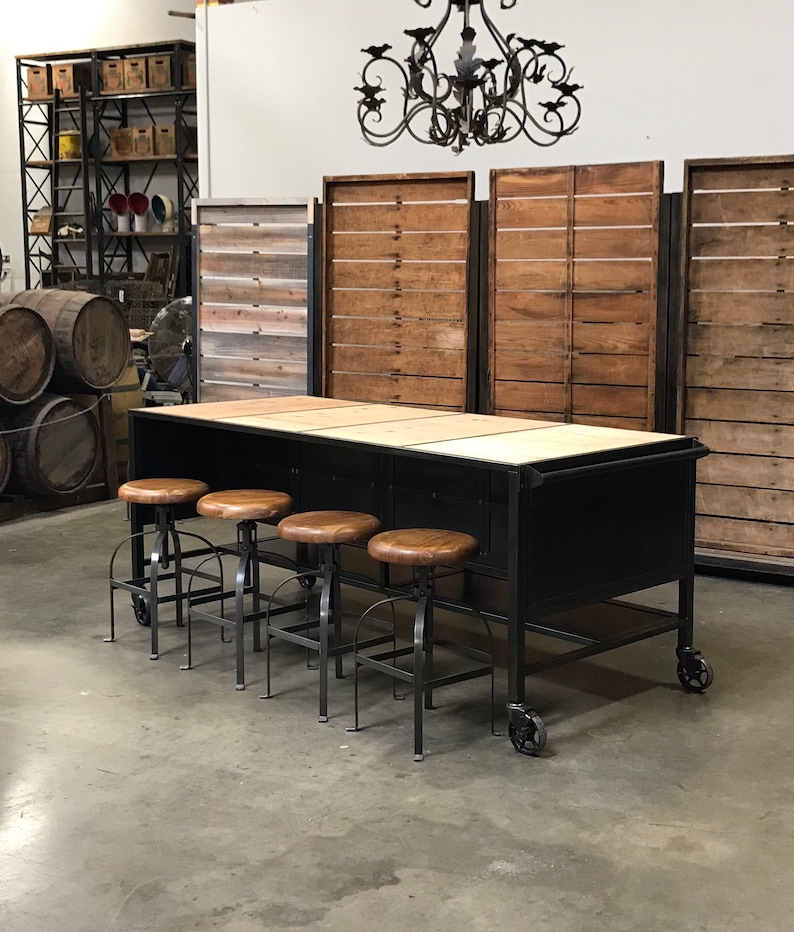 Industrial Kitchen Island on Locking Casters Custom Made Etsy