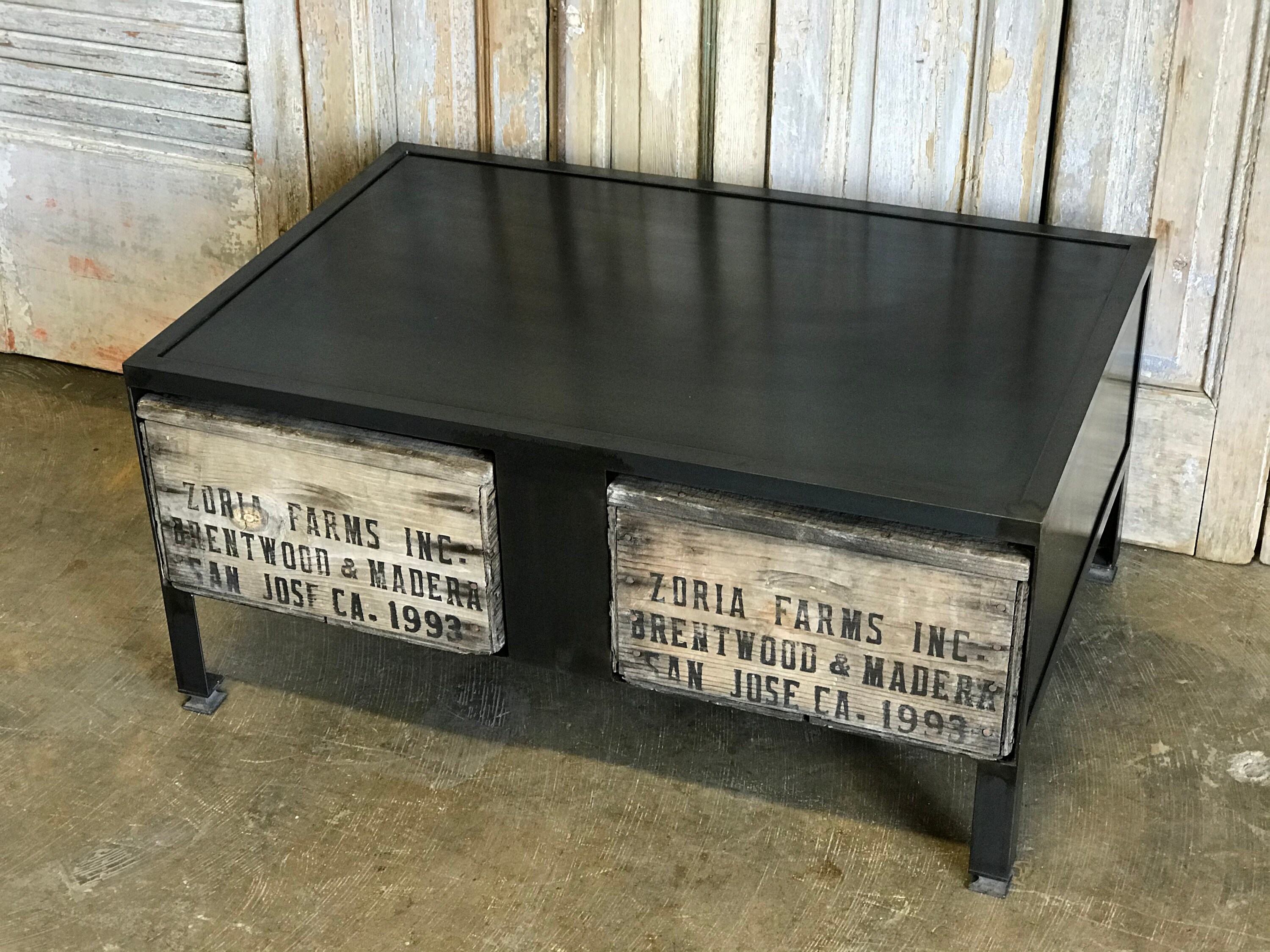 The Parisian Patina Coffee Table All Metal and Vintage Wood Etsy