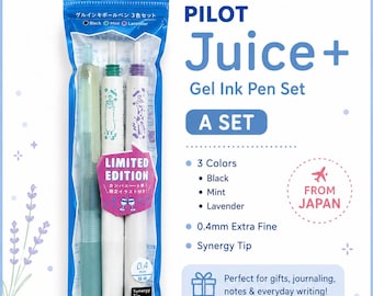 Japan Limited Pilot Juice+ Gel Ink Pen Set A | 3 Colors | 0.4mm Synergy Tip | Black Ink | Made in Japan
