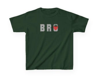Maglietta grafica BRO Youth per ragazzi, con fragole, regalo per bambino di 9 anni, regalo di compleanno per preadolescenti, maglietta coordinata per fratelli.