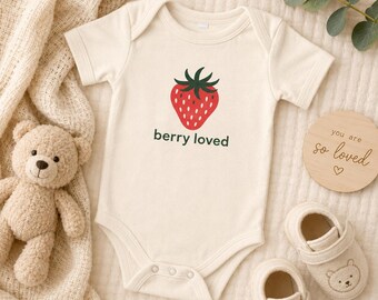 Baby Strampelanzug Erdbeere | Beere süßes Babypartygeschenk | Beere Erster Geburtstag Outfit | Erdbeer Kuchen Smash Body
