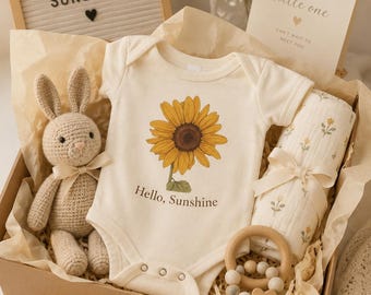 Body per neonato "Ciao sole" / Body per neonato con girasole / Regalo floreale per baby shower