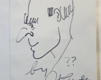 Art Carney signé Croquis dessiné à la main des jeunes mariés signé