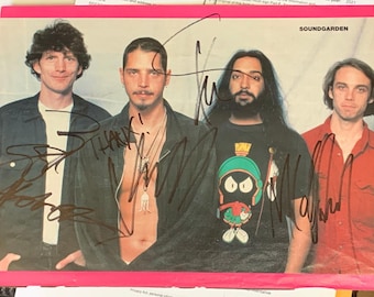 Soundgarden Podpisane Chris Cornell Podpisane zdjęcie magazynu Chris, Kim, Ben, Matt