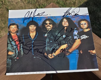 Deep Purple signed magazine page inc Ritchie Blackmore signed + Gillian, Paice, Lord and Glover