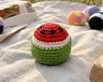 Crochet Hacky Sack, Dirtbag Footbag 32 Panel, Colorful Handmade Juggling Ball, Outdoor Festival Toy