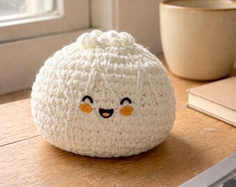 Crochet Dumpling Hacky Sack, Kawaii Bao Bun Amigurumi Plushie, Fidget Stress Ball, Cute Desk Toy, Coworker Gift