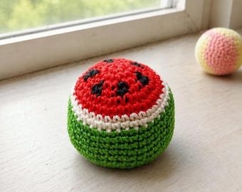 Watermelon Crochet Hacky Sack Set, Handmade 32 Panel Footbag Ball, Summer Outdoor Game Toy, Juggling Ball Party Favor Gift