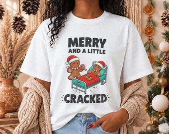 Funny Christmas Tee with Gingerbread Friends, Holiday Humor, Cozy Cotton Crew Neck Shirt