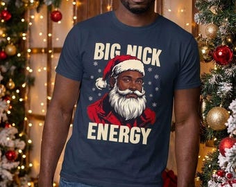 Black Santa Shirt, Funny Christmas T-Shirt, Black Santa Claus Tee, Adult Christmas Humor Shirt, Holiday Party Gift for Him