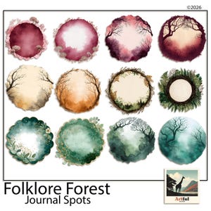 Folklore Forest Journal Cards – Woodland Watercolor Spots (Digital Download)