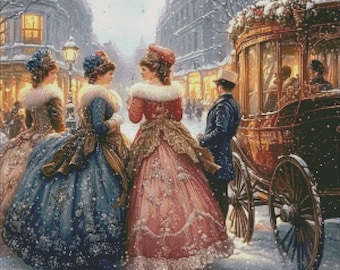 Travel for Christmas Counted Cross Stitch Patterns - Printable Chart PDF Format Needlework Embroidery Crafts DIY DMC color
