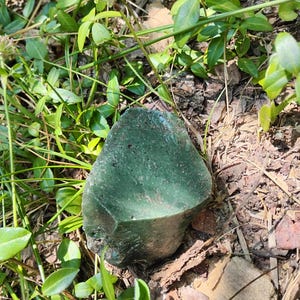Pennsylvania Slag Glass Chunk | Forest Green Cullet Specimen for Decor