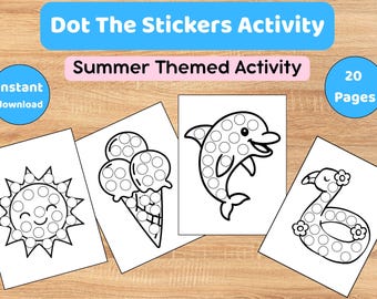 Dot the Stickers Aktivität | Sommer Dot Marker Seiten | 20 druckbare Kinder- und Vorschulkinder