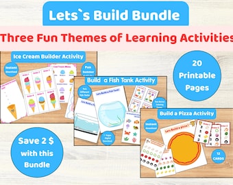 Bauen Sie ein Eis, ein Aquarium, eine Pizza Aktivitätspaket | Kinder lernen ausdruckbar (digitaler Download)