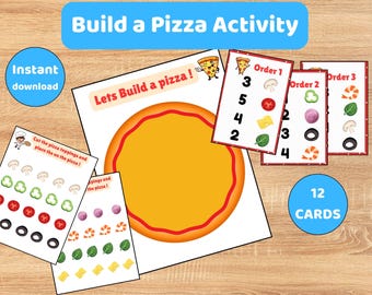 Erstellen Sie eine Pizza-Aktivität | Zähl-, Memory-Spiel für Vorschule (Instant Download)