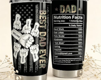 Personalized Dad Tumblers with Kids Name, Fathers Day Tumbler Gift for Fathers Day, Best Dad Ever Tumbler, Custom Christmas Gifts for Father
