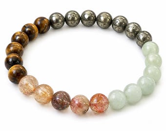 Pulsera de cristal natural para atraer riqueza y dinero – Piedra preciosa curativa, abundancia y prosperidad, joyería espiritual