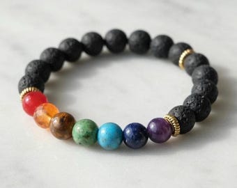 Pulsera de cristal de 7 chakras de 8 mm – Equilibrio energético, regalo de yoga Reiki, piedra preciosa curativa, regalo para ella, joyería espiritual, regalo para mamá
