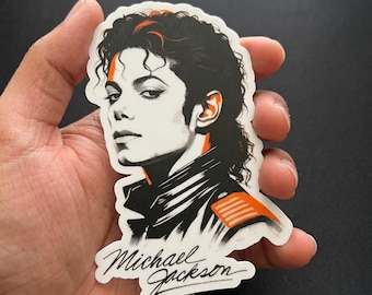Profile Michael Jackson Sticker, MJ King Of Pop Sticker, Kiss-cut Sticker, Logo Vinyl Stickers, Car Magnet