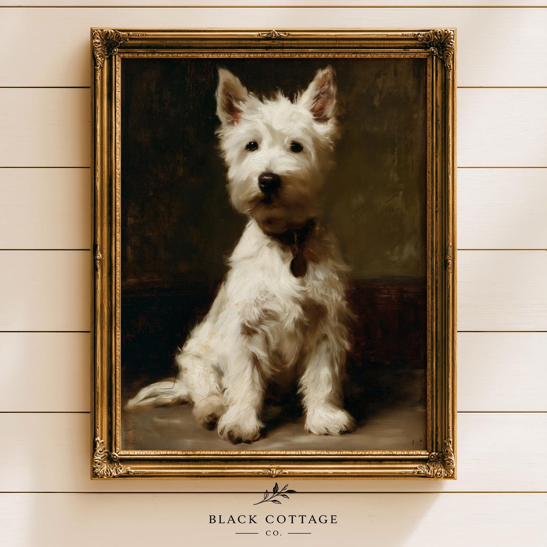 Victorian Terrier Portrait Printable | Moody Vintage Dog Art ...