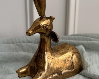 Vintage Brass Woodland Animal Candle Holder | Made in India | Cottage Decor