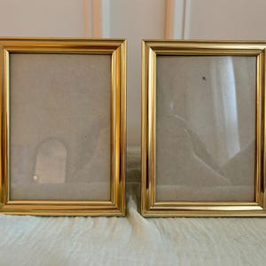 Vintage Pair Gold Tone Metal 5x7 Picture Frames | Made Korea | Home Decor Set