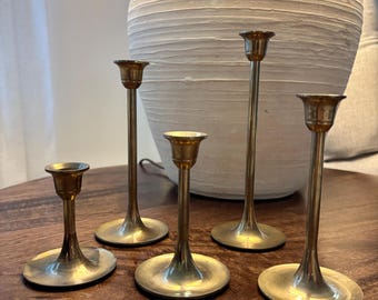 ヴィンテージ真鍮製キャンドルスタンド（5個セット）｜インターピュア台湾