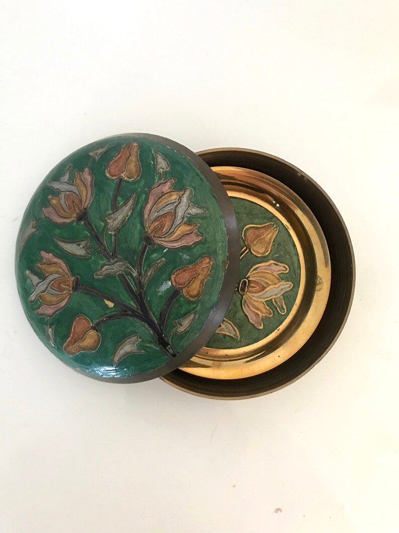 Vintage Brass Drink Coaster Set Etsy
