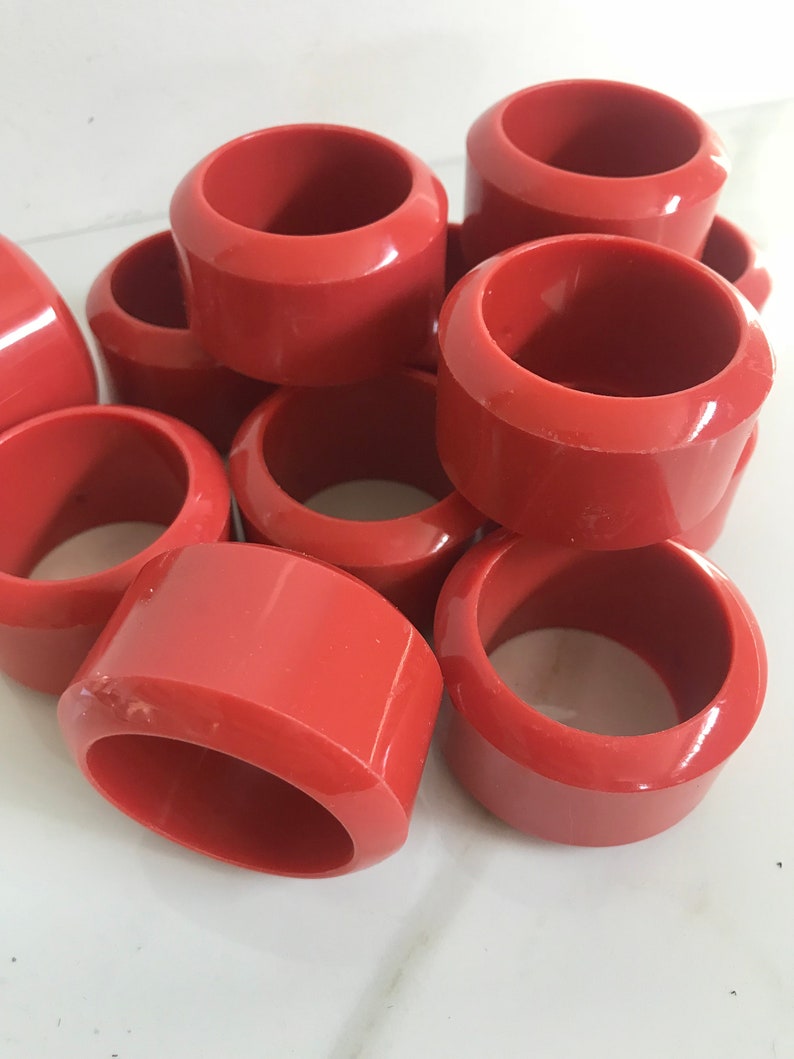 Set Of 12 Vintage 80s Coral Pink Plastic Napkin Rings