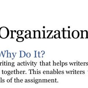 Könnte beinhalten: Ein Bild mit dem Titel „Essay-Organisation“ und einem grünen Puzzleteil-Symbol. Der Text erklärt die Essay-Organisation als eine Vorbereitungsaktivität, die Schreibern hilft, einen Überblick über ihre Ideen zu erhalten und zu überlegen, wie die Teile zusammenpassen.