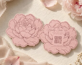 Peony RSVP Card SVG Template, Wedding QR Code Reply | Cricut Print Then Cut | Editable with Canva | Instant Download