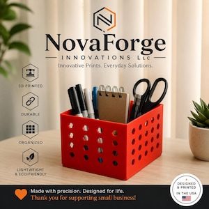 3D Printed Hexagon Pen Holder, Desk Organizer, Office Storage Container, Modern Desktop Organizer, Pencil Holder for Home Office