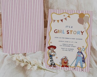 It's a Girl Story - Girl Toy Story Birthday Invitation - Toy Story Girl Party (DIGITAL DOWNLOAD)