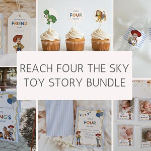 Toy Story Födelsedagsinbjudningspaket med Reach Four The Sky - Toy Story Boy Party (DIGITAL NEDLADDNING)