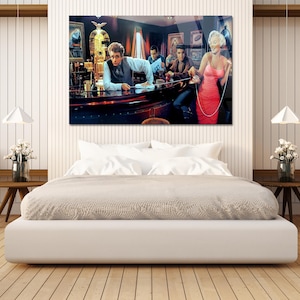 Java Dreams Canvastavla, Marilyn Monroe, Elvis, James Dean, Humphrey Bogart, Glastryck, Retro Hollywood-barposter, Dekoration med ikoner från 1950-talet bild 5