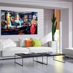Java Dreams Canvastavla, Marilyn Monroe, Elvis, James Dean, Humphrey Bogart, Glastryck, Retro Hollywood-barposter, Dekoration med ikoner från 1950-talet bild 4