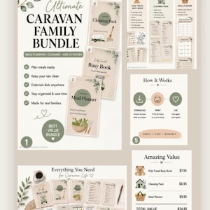 Caravan Family Bundle Printable | Kids Travel Activities, Meal Planner & Road Trip Organisation Pack
