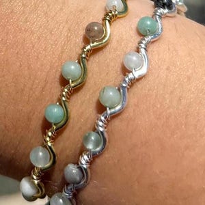 Amazonite Beads | Handmade Wire Wrapped Bracelet | One Bead Single Sided | Gold or Silver Bracelet