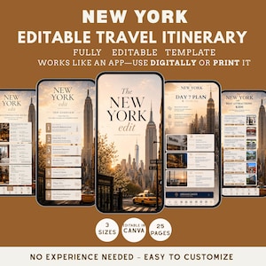 Mall för resplan i New York, Canva | Utskrivbar reseplanerare för NYC | Redigerbar reseplanerare | Semesterplanerare i New York City