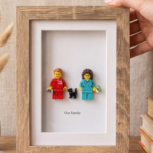 Cornice personalizzata con mini figure di mattoncini per coppie, regalo personalizzato per anniversario di matrimonio per fidanzato/a, decorazione romantica da scrivania.