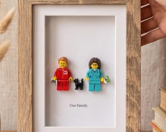 Quadro personalizado com miniaturas de tijolos para casal, presente personalizado de aniversário de casamento para namorado(a), lembrança romântica para decoração de mesa.
