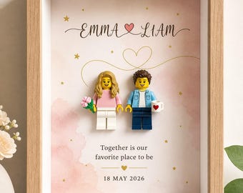 Personalized Couple Brick Figure Frame Custom Anniversary Gift Romantic Keepsake For Boyfriend Girlfriend Husband Wife Wedding Home Decor