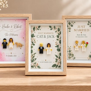 Personalized Wedding Brick Figure Frame Custom Couple Portrait Newlywed Gift Anniversary Keepsake For Bride Groom Unique Wedding Home Decor
