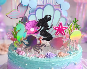 Mermaid cake topper, individual cake topper, mermaid, under the sea