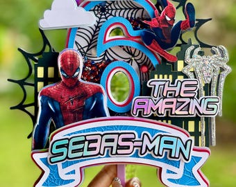 Spider, Spiderman inspired cake topper, cake decoration,  number shaker cake topper