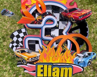 Racing cars cake topper, Hot wheel inspired cake topper, Racing Car, Hot wheel, number shaker cake topper
