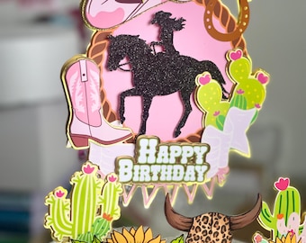 Cowgirl cake topper, cowgirl, pink cowgirl